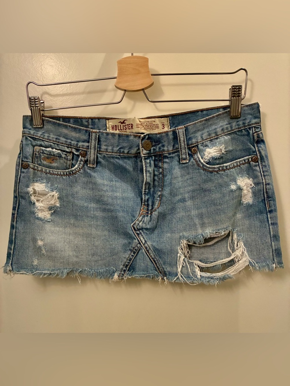 Hollister Light Blue Denim Mini Skirt